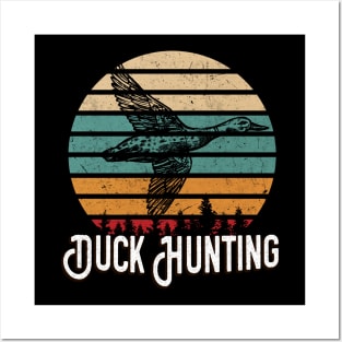 Duck Hunting Retro Bird Hunter Posters and Art